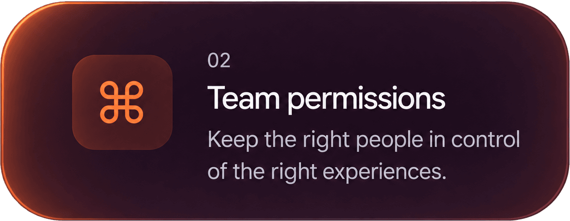 02. Team permissions. Keep the right people in control of the right experiences.
