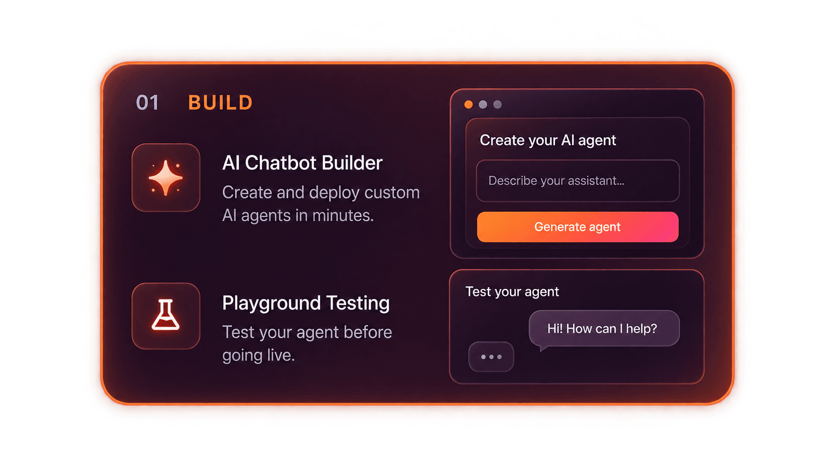 Build capabilities: AI chatbot builder and playground testing