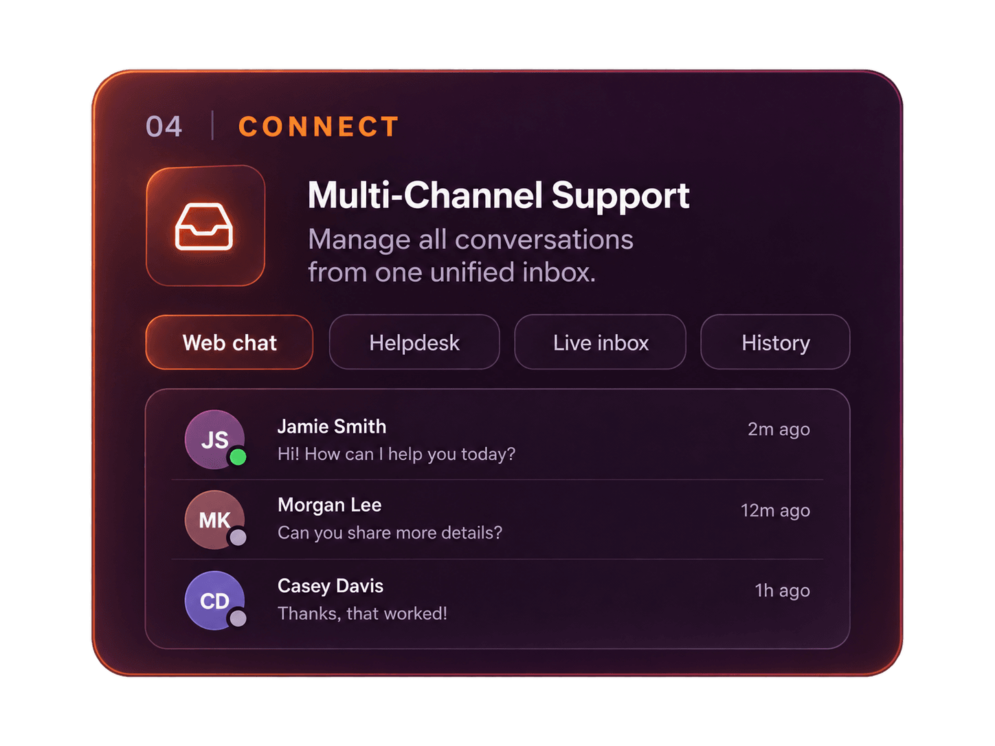 Connect capability: multi-channel support in one unified inbox