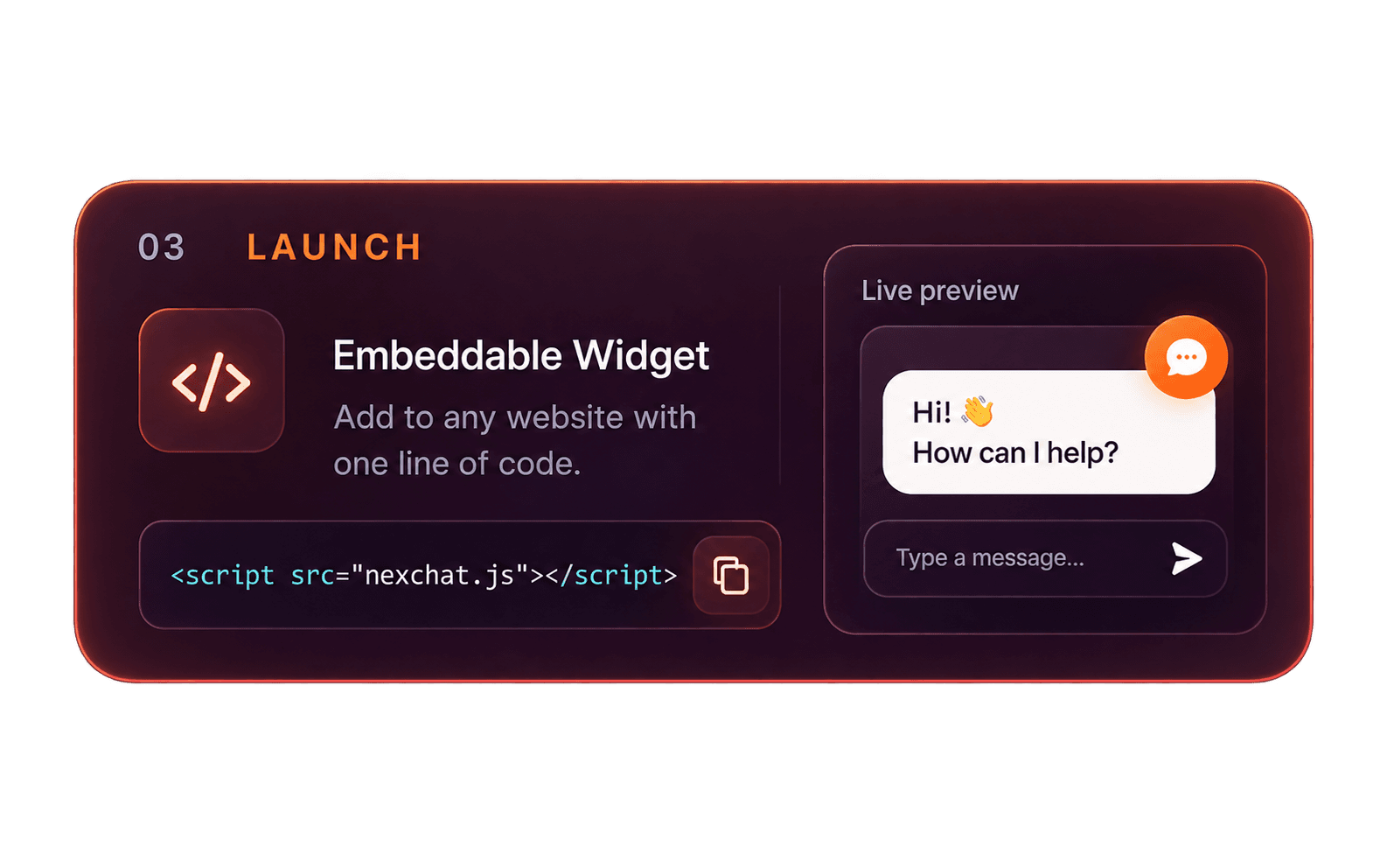 Launch capability: an embeddable customer chat widget