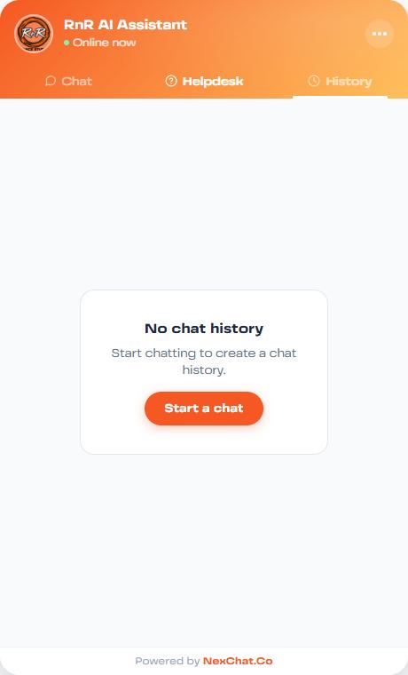History tab with no earlier chats